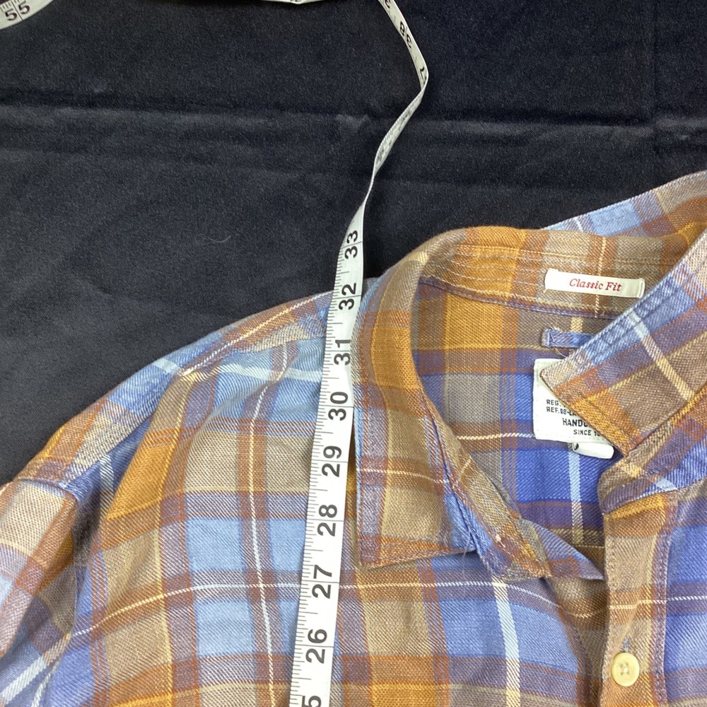 Lucky Brand Mens XXL Classic Fit Plaid Flannel Button Down Shirt Blue Yellow - Picture 4 of 4